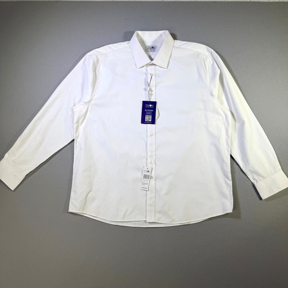 Tayion Men's Slim-Fit Trim Solid Dress Shirt white/gold 18-18.5 34-35 $60